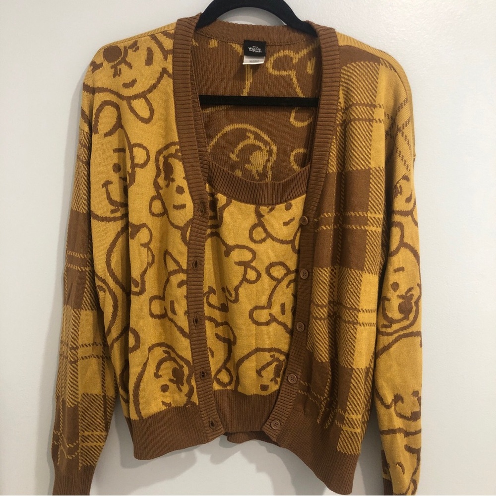 Disney Classic Winnie the Pooh Cardigan & Top Long Sleeve, V Neck Women’s Size L